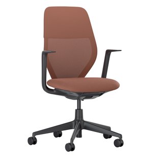 Vitra ACX Mesh Fixed Bureaustoel Zwart Onderstel Terracotta