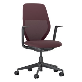 Vitra ACX Mesh Fixed Bureaustoel Zwart Onderstel Dark Red