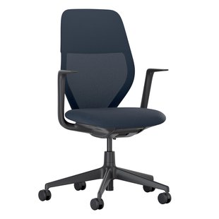 Vitra ACX Mesh Fixed Bureaustoel Zwart Onderstel Dark Blue