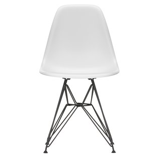 Vitra Eames DSR Stoel Zwart Gepoedercoat Onderstel Cotton White