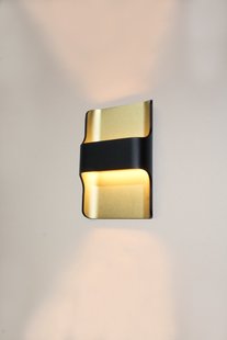 Artdelight Dallas - buiten wandverlichting - 16 x 7,8 x 24 cm - 2 x 8W dimbare LED incl. - IP65 - zwart & mat goud