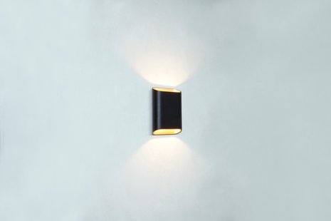 Artdelight Diaz Small - wandverlichting - 4 x 10 x 15 cm - 2 x 3W LED incl. - IP54 - zwart met goud