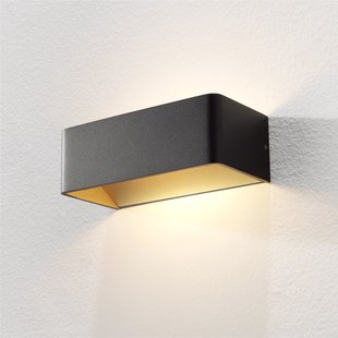 Artdelight Mainz - wandverlichting - 20 x 10 x 7 cm - 2 x 3W dimbare LED incl. - zwart en mat goud