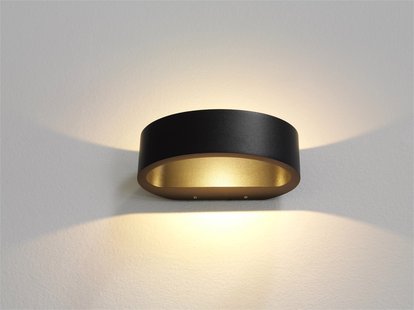 Artdelight Sharp - buiten wandverlichting - 19 x 10 x 7 cm - 7,2W dimbare LED incl. - IP65 - zwart en mat goud