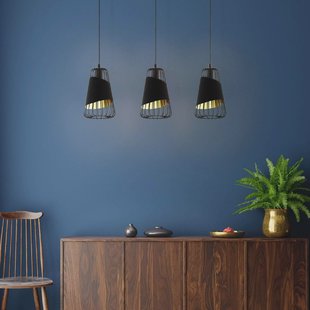 EGLO Austell hanglamp, lengte 76,5 cm, zwart/goud, 3-lamps.