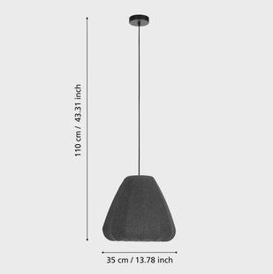 EGLO Hanglamp Barlaston, Ø 35 cm, zwart/grijs, metaal, stof