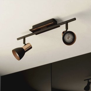 EGLO Barnham LED plafondspot, lengte 39,5 cm, zwart/koper