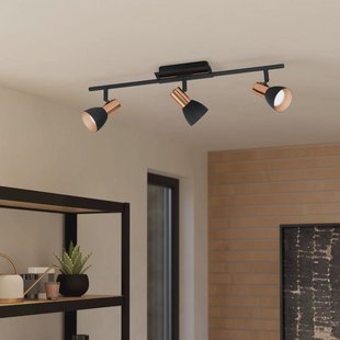 EGLO Barnham LED plafondspot, lengte 58,5 cm, zwart/koper