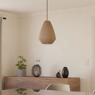 EGLO Hanglamp Caprarola, Ø 20 cm, zandkleurig, glas/metaal