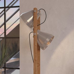 EGLO Cawton vloerlamp, hoogte 134,5 cm, staal/bruin, 2-lamps staal