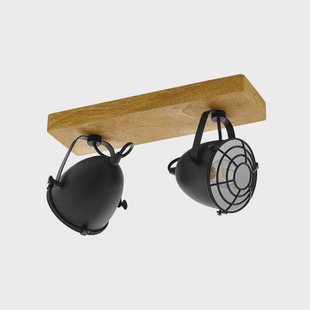 EGLO Plafondspot Gatebeck, hout/zwart, 2-lamps, hout