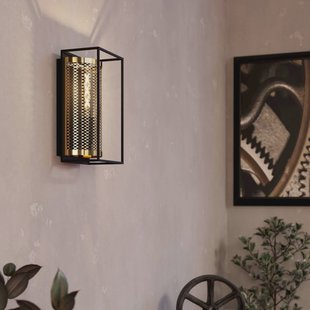 EGLO Nohales wandlamp, hoogte 32 cm, zwart/messingkleurig