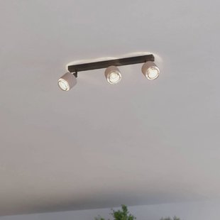 EGLO Rosley plafondspot, lengte 43 cm, zwart/natuur, 3-lamps.