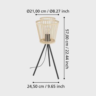 EGLO Hykeham tafellamp, hoogte 57 cm, naturel/zwart, bamboe