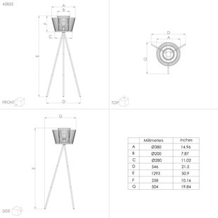 EGLO Hykeham vloerlamp, hoogte 129,5 cm, naturel/zwart, bamboe