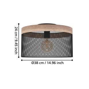 EGLO Kilnsdale plafondlamp, Ø 38 cm, zwart/bruin, staal