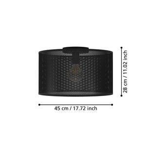 EGLO Plafondlamp Manby, Ø 45 cm, zwart, staal