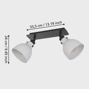EGLO Matlock plafondspot, lengte 52 cm, grijs/zwart, 2-lamps.