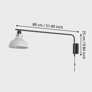 EGLO Matlock wandlamp, 80 cm projectie, grijs/zwart