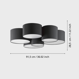 EGLO Plafondlamp Pastore 2, Ø 99 cm, zwart, 6-lamps, stof