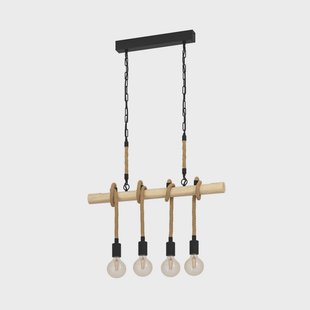 EGLO Youngstown hanglamp, lengte 70 cm, zwart/bruin, 4-lamps.