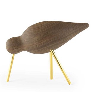 Normann Copenhagen Shorebird Vogel Decoratie Medium Walnoot Messing