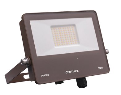 Century Italia Porteo CCT - verstraler met sensor - 22,7 x 20,5 x 3,6 cm - 50W LED incl. - instelbare lichtkleur - IP65 - bruin