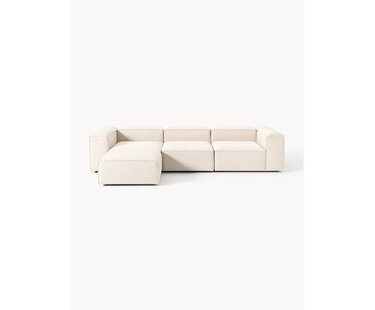 Modulaire bank Lennon (4-zits) van linnenmix met poef (links/rechts)