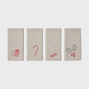 Broste Copenhagen Fryd stoffen servet 45x45 cm 4-delig Light warm grey-red