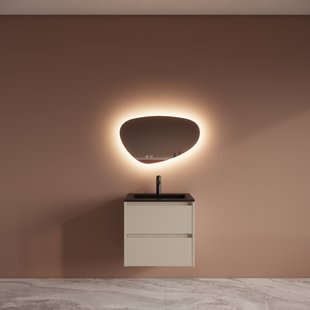 Badmeubelset BWS Riga Met Asia Wastafel Mat Zwart 60 cm Kasjmier