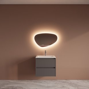 Badmeubelset BWS Riga Met Asia Wastafel Wit 60 cm Leigrijs