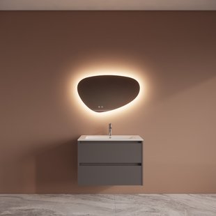 Badmeubelset BWS Riga Met Asia Wastafel Wit 80 cm Leigrijs