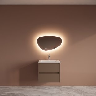 Badmeubelset BWS Riga Met Asia Wastafel Wit 60 cm Latte