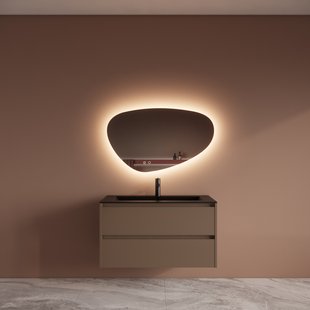 Badmeubelset BWS Riga Met Asia Wastafel Mat Zwart 100 cm Latte