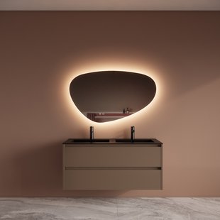 Badmeubelset BWS Riga Met Asia Wastafel Mat Zwart 120 cm Latte