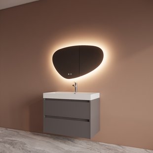 Badmeubelset BWS Riga Met Lako Wastafel Wit 80 cm Leigrijs