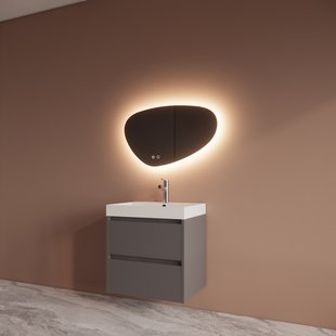 Badmeubelset BWS Riga Met Lako Wastafel Wit 60 cm Leigrijs