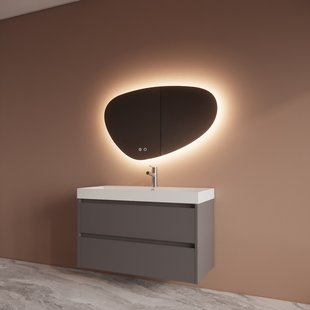 Badmeubelset BWS Riga Met Lako Wastafel Wit 100 cm Leigrijs