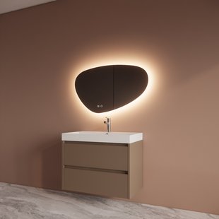 Badmeubelset BWS Riga Met Lako Wastafel Wit 80 cm Latte