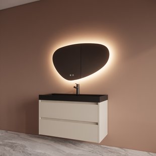 Badmeubelset BWS Riga Met Lako Wastafel Zwart 100 cm Kasjmier