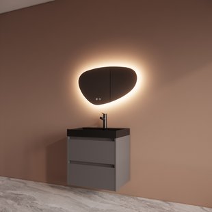 Badmeubelset BWS Riga Met Lako Wastafel Zwart 60 cm Leigrijs