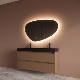 Badmeubelset BWS Riga Met Lako Wastafel Zwart 120 cm Latte