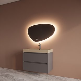 Badmeubelset BWS Riga Met Lako Wastafel Cappuccino 80 cm Leigrijs