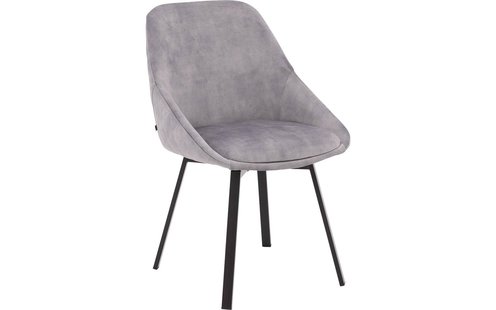 Goossens Basic Eetkamerstoel Romee lichtgrijs stof graden draaibaar met armleuning,