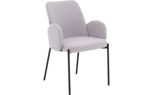 Goossens Basic Eetkamerstoel Royce lichtgrijs stof met armleuning,