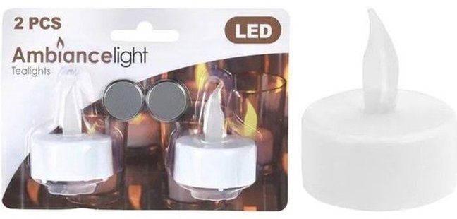 Theelicht met LED set 2 stuks