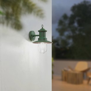 Lindby buitenwandlamp Eloretta, 22 cm, groen, glas, staal