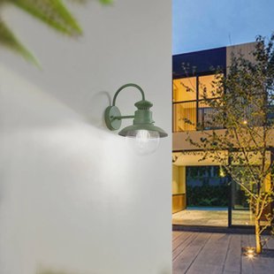 Lindby buitenwandlamp Celinor, groen, staal, Ø 15 cm