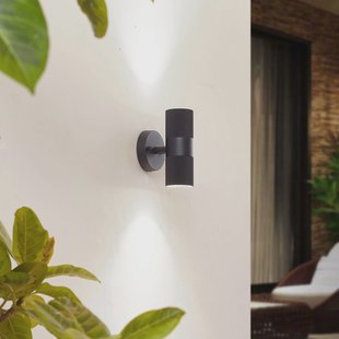 Lindby buitenwandlamp Jovane, zwart, aluminium, 2-lamps