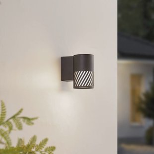 Lindby buitenwandlamp Lurinda, 1-lamp, zwart, aluminium, Ø10cm